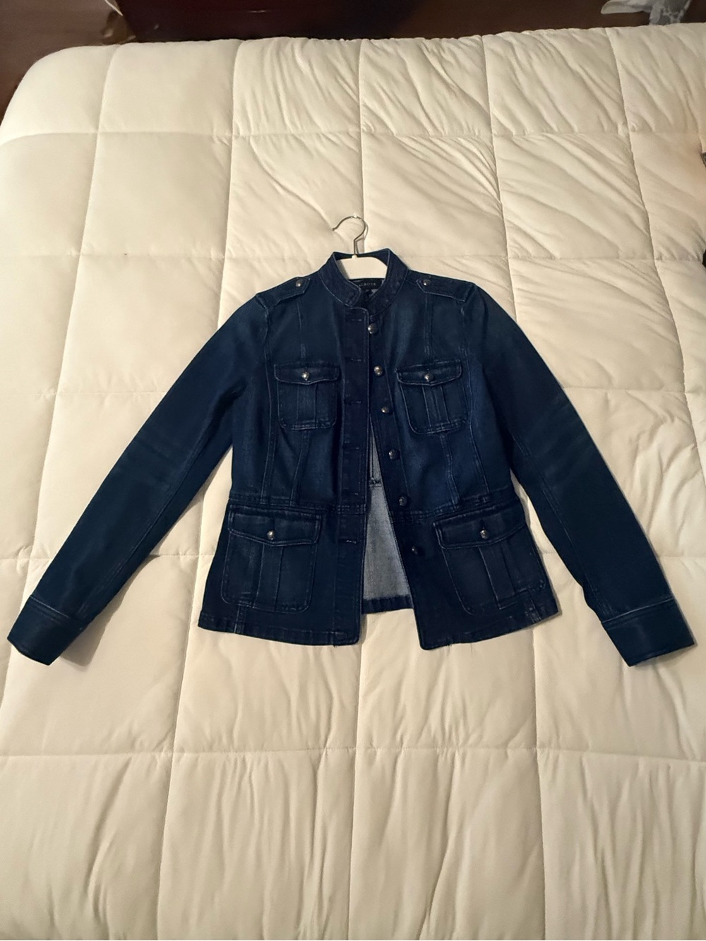 Dark Blue Denim Utility Jacket - Talbots